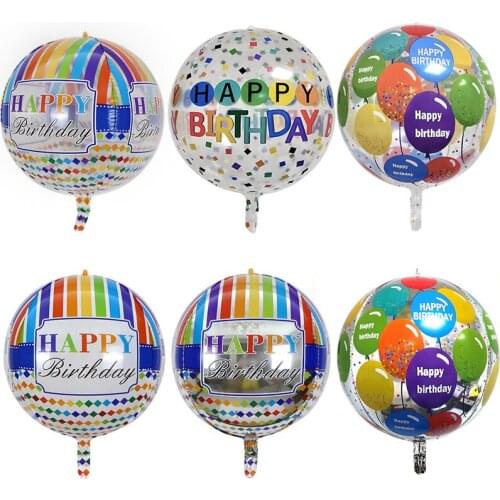 22-Inch New Perfect Circle Aluminum Film Transparent 4D Balloon Birthday Theme Party Decoration Layout Balloon 1pc