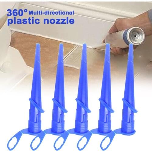 5pcs Sealing Universal Odorless Glass Glue Tip Mouth Multi Directional Durable Blue Caulking Nozzle Plastic Construction Tools