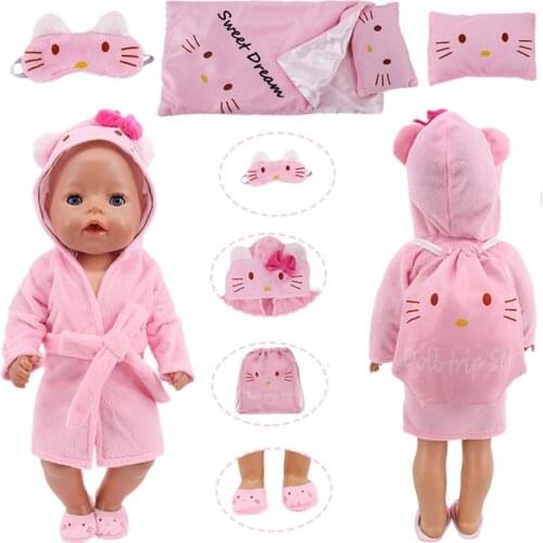 6Pcs Doll Baby Clothes Kitty Kitten Unicorn Cat Rabbit Fox Cartoon Pajamas Suits Fit 18 Inch American&43cm Reborn New Born Doll