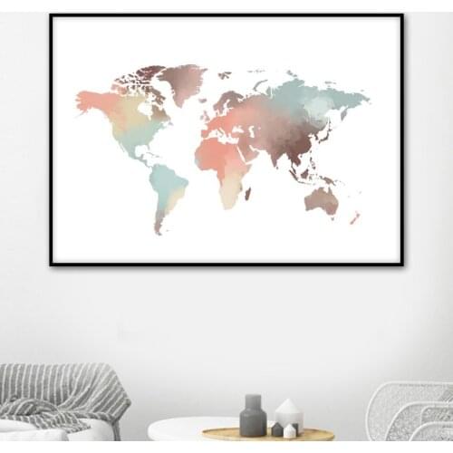 Abstract World Map Canvas Painting Nordic Posters And Prints Wall Art Picture For Living Room Modern Home Wall Decoration