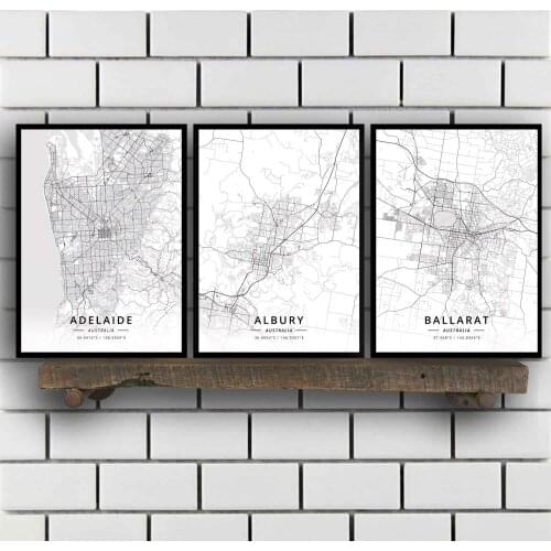 Adelaide Albury Ballarat Bendigo Brisbane Bunbury Bundaberg Cairns Canberra Coffs Darwin Geelong Australia Map Poster