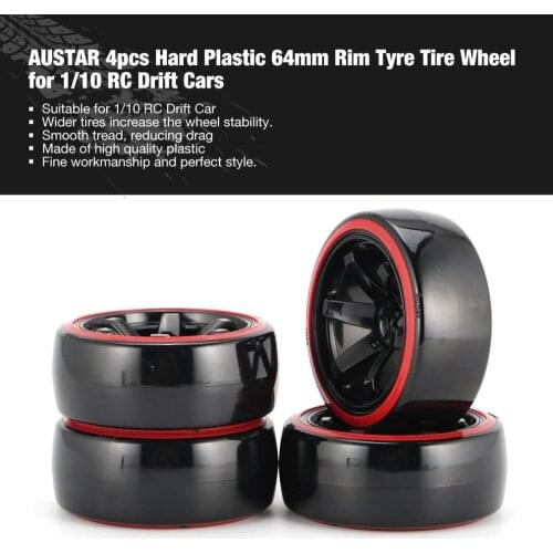 AUSTAR AX 4pcs 64mm Hard Plastic Rim Tyre Tire Wheel for 1/10 RC Drift Car Model HSP HPI Component Spare Parts Accessories fz