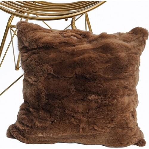 Free Shipping CX-D-27 45cmx 45cm Grey Colour Rabbit Fur Bed Pillow Cushion Cover