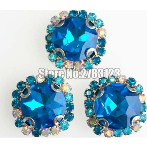 12mm Lake blue AB chain lake blue rhinestones Crystal Glass sew on stones with holes use for diy/clothing accessories SBK07