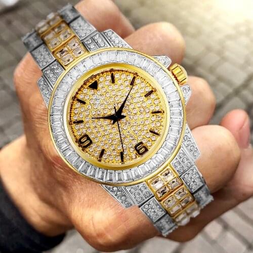 Big Diamond Luxury Brand Gold Watch Men Stainless Steel Constantin Men WristWatch President Top Male Clock For Relogio Masculino