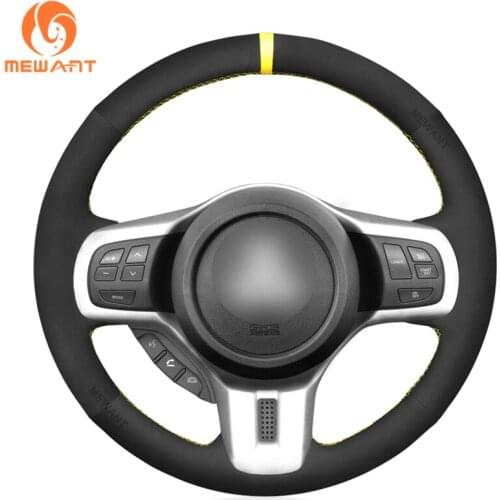 MEWANT Black Genuine Leather Steering Wheel Covers for Mitsubishi Lancer 10 EVO Evolution