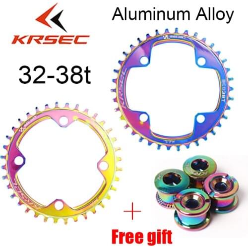 KRSEC MTB Bicycle Chainring Colorful 104BCD Chainwheel 30/32/34/36/38T Narrow Wide Chain Ring With 4pc bolts Crankset bike parts