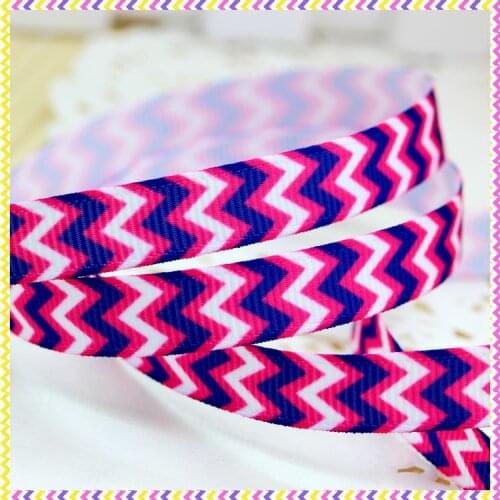 DHK 3/8'' 5yards chevron printed grosgrain ribbon headwear hair bow diy party decoration OEM Wholesale 9mm E1285