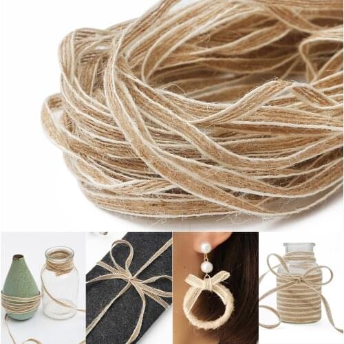 10M/Roll Jute Burlap Rolls Hessian Ribbon With Lace Vintage Rustic Wedding Decoration Party DIY Crafts Christmas Gift Packaging