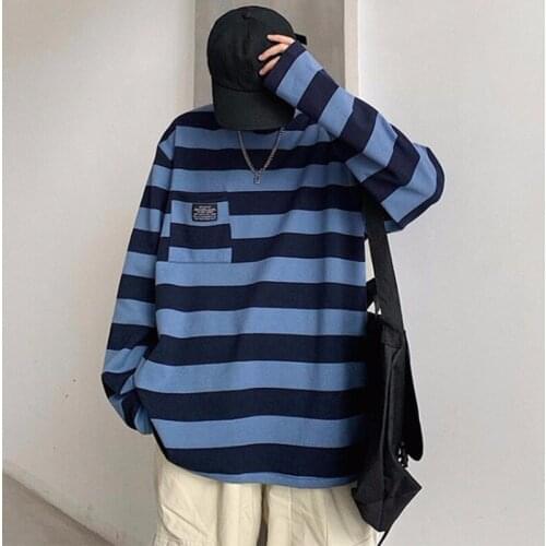 DAXIN Couple Rainbow Stripe T Shirt Autumn Harajuku Long Sleeve Plus Size Tshirts Woman Tops Tee Female Casual Top Ladies Shirt