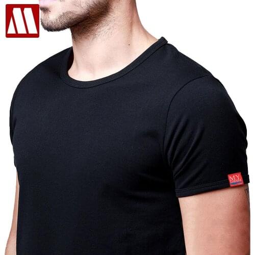 MYDBSH T-shirt Round Neck Short Sleeves Tshirt Spandex Cotton 95% Cotton T Shirt Classic Men for Man Max 5XL Solid Color 20color