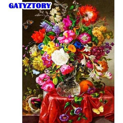 GATYZTORY 5D DIY Diamond Painting Flower In Vase Handcraft Sale Diamond Embroidery Landscape Mosaic Craft Kit Home Decor Embroid