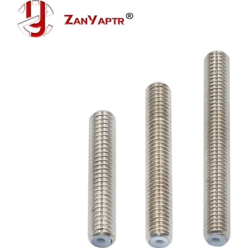 5pc M6*30 M6*50mm 3D printer Throat With PTFE Pipe Stainless Steel Feed Tube Nozzle Throat For 1.75mm Filament Makerbot MK8/MK9