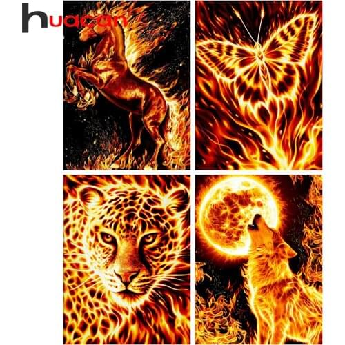 Huacan 5D Diamond Painting New Arrivals Leopard Butterfly Horse Diamond Mosaic Embroidery Animals Modular Pictures Home Decor