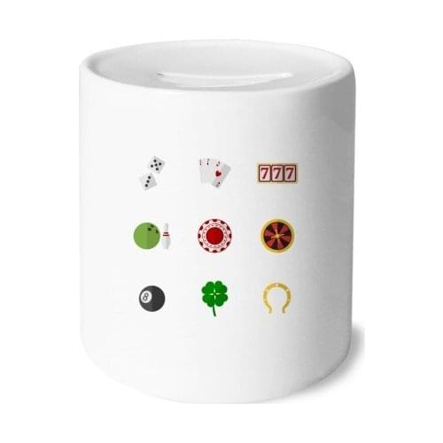 Casino Small Element Illustration Money Box Saving Banks Ceramic Coin Case Kids Adults