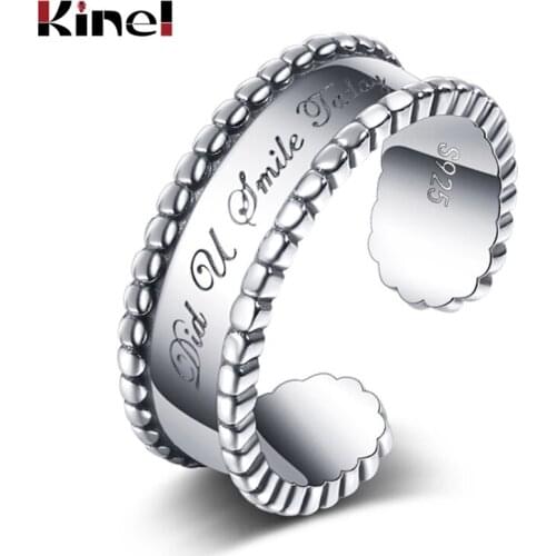 Kinel 2020 New Fashion 925 Sterling Silver Ring for Women Wedding Custom Letters Initials Ring Word Punk Style
