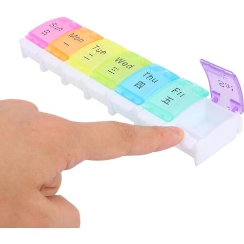 1 pc Durable 7 Day Weekly Pill Medicine Storage Box Portable Practical Multi-functional Tablet Rainbow Organizer Case Splitter