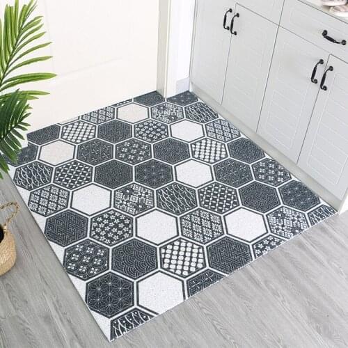 Doormat Dust Removal Stain Resistant Foot PVC Door Mat Nordic Style Silk Loop Hallway Mat Outdoor Household Family Mat Carpet