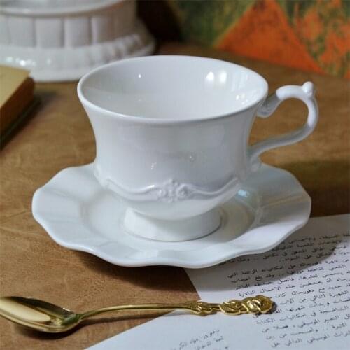 200ml Lace Coffee Cup Western European Ceramic Coffee Cup Restoration Art Flower Tea Cup Set