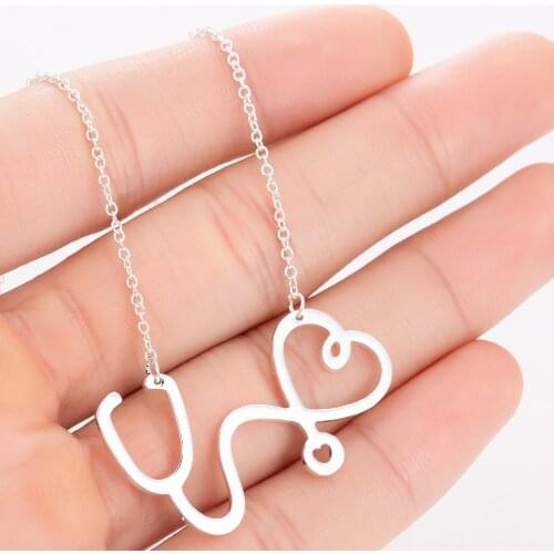 Medical Stethoscope Necklaces Stainless Steel Pendant Necklace For Women Girl Nursing Jewelry Medicine Graduation Gifts Collar