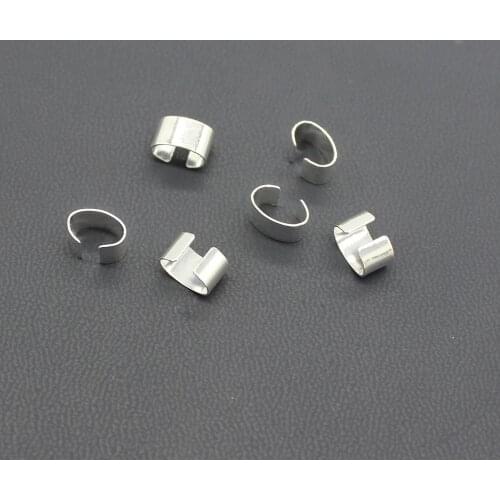 200 PCS 4.5*7mm Metal Copper C Shape Clips Silver Color Clasps Buckle Bail Beads End Beads DIY Jewelry Connectors Findings