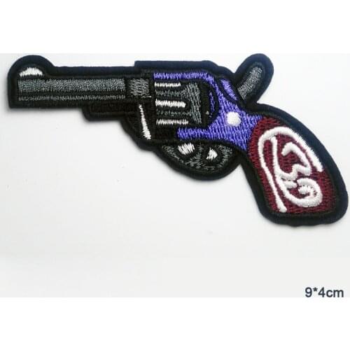 Iron on Revolver Pistol Handgun Novelty Embroidered Clothes Patch For Clothing Boys Man Punk Patch