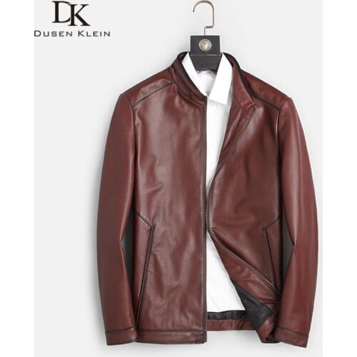 Men Genuine Leather Jacket Real Cow Leather Jackets Casual Short Black Pockets 2019 Autumn New Jacket for Man 1903