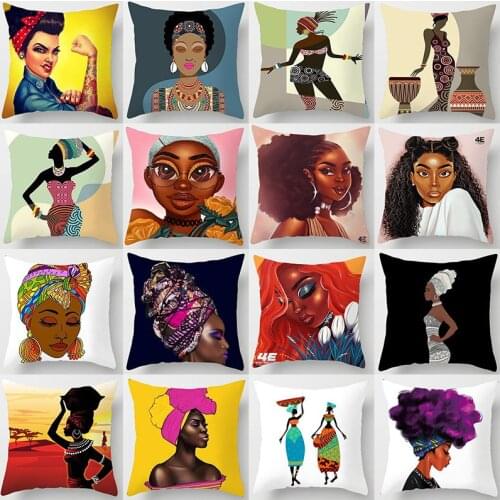 Retro Cushion Cover Charming Women Pin Up Parrot Cute Dog 45*45cm Red Dot Background Plant Bedroom Living Room Home Pillowcase