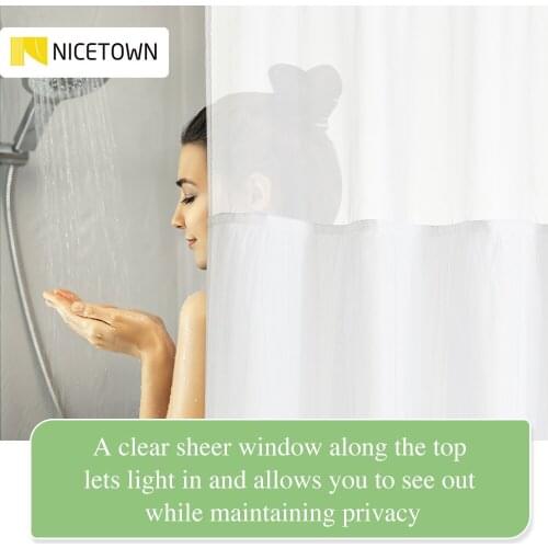NICETOWN Tropical Green Palm Leaves Bath Shower Curtain Spring Modern Waterproof Shower Curtain for Bathroom Bathtub