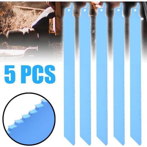 5pcs 225mm Long Recip Saw Blades Sharp Metal Saw Blades T Shank Flexible Jig Saw Cutter Tools 18tpi For Wood Glass Cutting