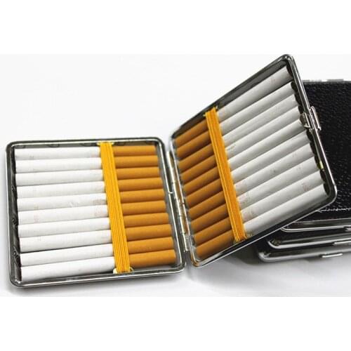 2021 New Personalized Creative Leather Cigarette Case 20 Sticks With Brown Case Holder Metal Leather Holds Rubber Band Gift Box