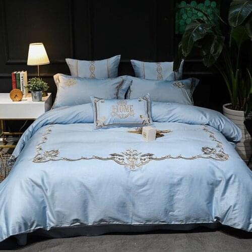 Luxury Egyptian cotton 4pcs Queen King size Bedding Set Classical Chinese Embroidery duvet covers Bed cover set bedclothes