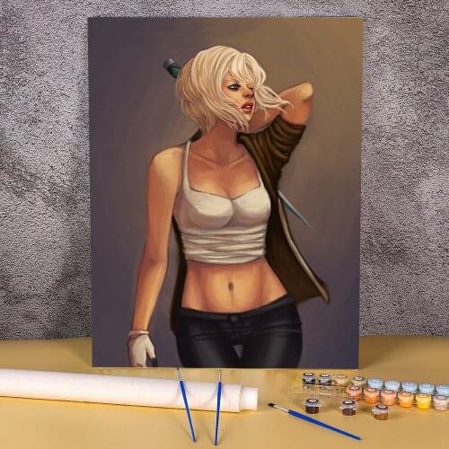 Cartoon Girl Woman DIY Paint By Numbers Complete Kit Oil Paints 40*50 Canvas Pictures Paintings Crafts For Adults For Art