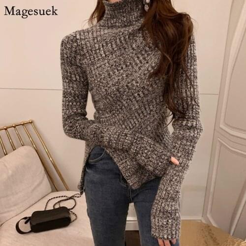 2021 Autumn Winter Sweaters For women Long Sleeve Turtleneck Pullover Sweaters Women Solid Casual Knitted Vintage Sweater 11029