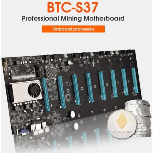 TISHRIC BTC-S37 Professional Mining Motherboard Support 8 GPU Card 6Pin PCIE 16X Power Supply Socket Miner Motherboard For Riser