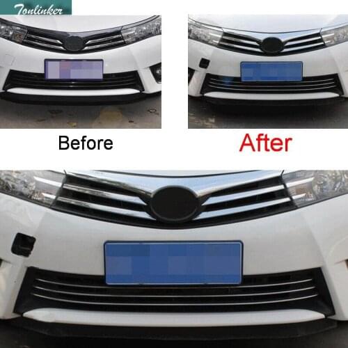 Tonlinker 3 PCS DIY Car Styling stainless steel front face net under Light Case Cover Stickers For toyota corolla/Altis 2014