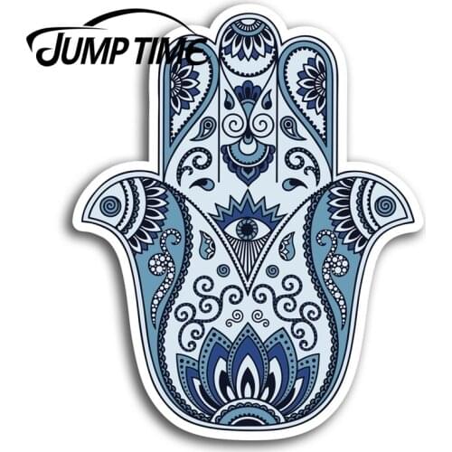 Jump Time for Hamsa Hand Vinyl Decal Sticker Religion All Seeing Eye Spiritual Decal Rear Windshield Waterproof Car Accessories
