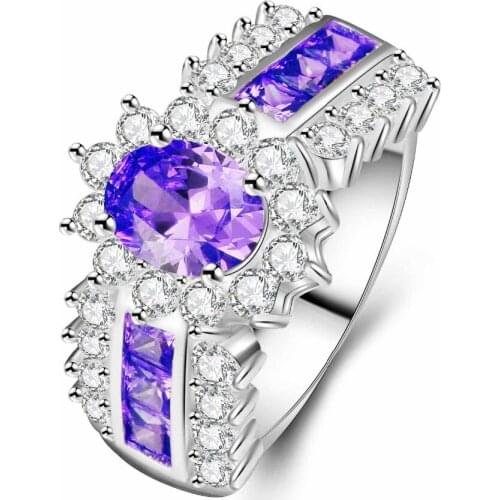 YaYI Fashion Women Jewelry Ring 3.8CT Purple CZ Silver Color Engagement Rings wedding Rings Party Rings Gift