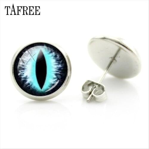 TAFREE Charming Evil Eye Stud Earrings For Women Girls boucle doreille fantaisie argent femme Jewelry EY03