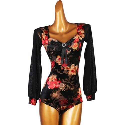 Custom Made Women Ballroom Dance Tops For Senior Long Sleeve Ballroom Competition Shirts