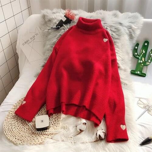 Sweater female solid 2021 new fashion autumn and winter student Japanese turtleneck pullover sweater