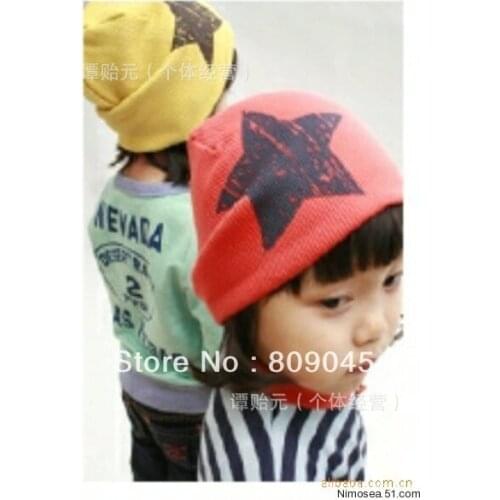 Winter warm knitted hats for boy/girl/kits hats infants caps beanine for chilldren Ear protection star cap ZA15 2pcs