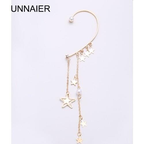 Gold earrings female fashion exaggerated metal star tassel earrings non-pierced false earrings earrings
