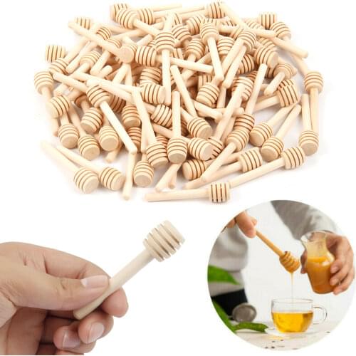 100 Pack Of Mini 3 Inch Wood Honey Dipper Sticks Wrapped Server For Honey Jar Dispense Drizzle Honey Wedding