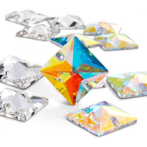 10mm Square Glass StrassFlatback Sew On Rhinestones DIY Crafts Pants Clothes Bags Decoration Accessories