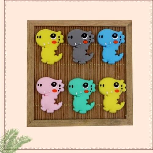 Kovict 10pcs Mini Dinosaur Silicone Beads BPA Free Baby Rodent Silicone Teething Nursing Pacifier Clip Accessories