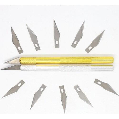 14pcs Blades Hobby Knife Cutter Leather DIY Tools Crafts Scalpel Graver For PCB Repair Mulit Pen Film Wood Carving Handle