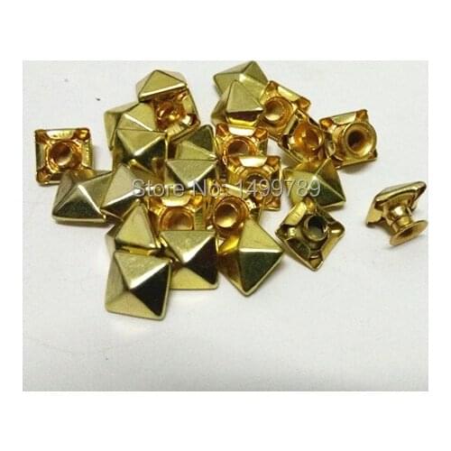200PCS 7MM DIY Goden Square Pyramid Punk Spike Studs Spots Fashion Rivet DIY Bags Belt Craft Shipping Free