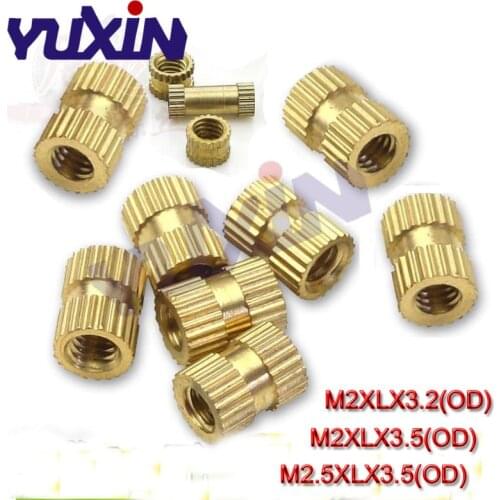 200Pcs M2 M2.5 OD3.2/3.5mm Brass Insert Nut Injection Molding Copper Knurled Thread Inserts Nuts