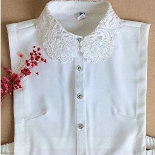 2017 fashion New embroidery cotton detachable collar White Sweater Decorative Korean Ladies' Shirt women big exarate necktie